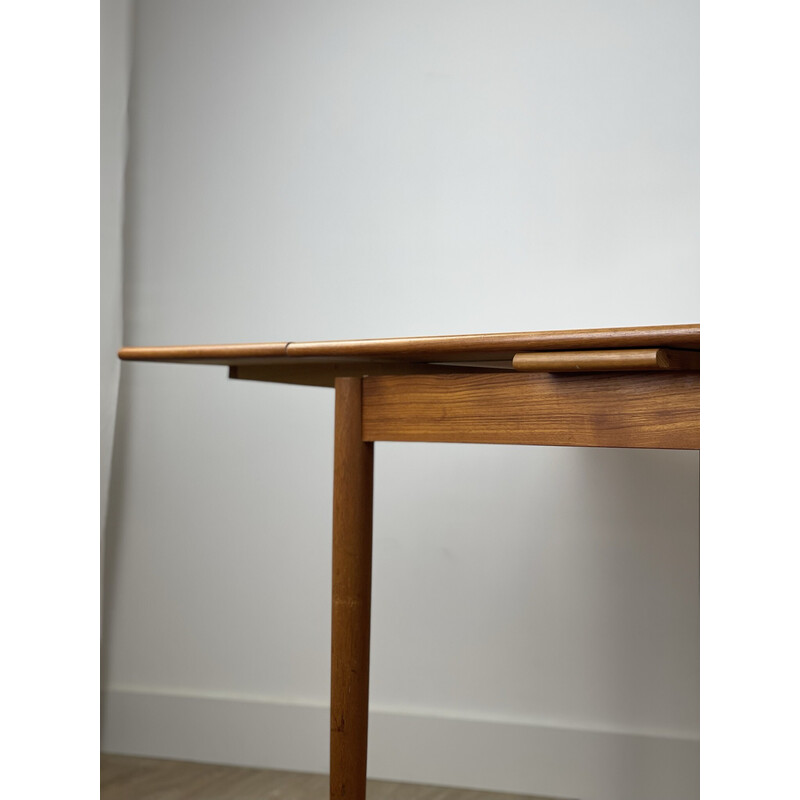 Table scandinave vintage en bois massif à deux rallonges