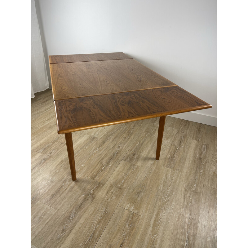 Table scandinave vintage en bois massif à deux rallonges