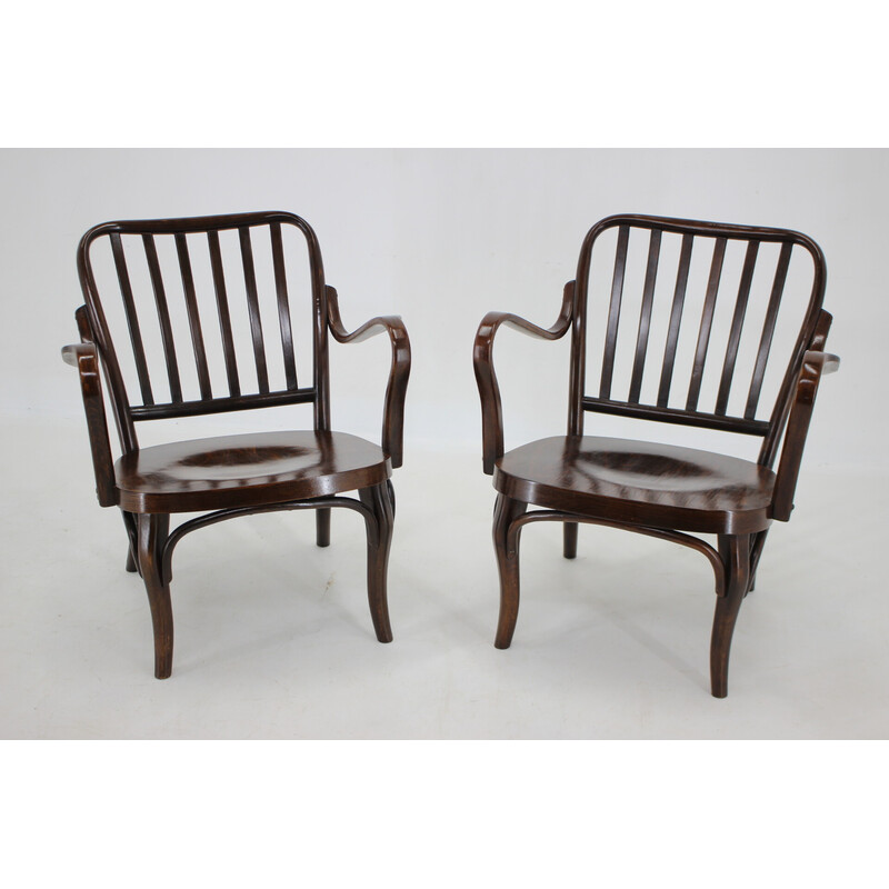 Paire de fauteuils vintage en bois courbé no. 752 de Josef Frank pour Thon, 1950