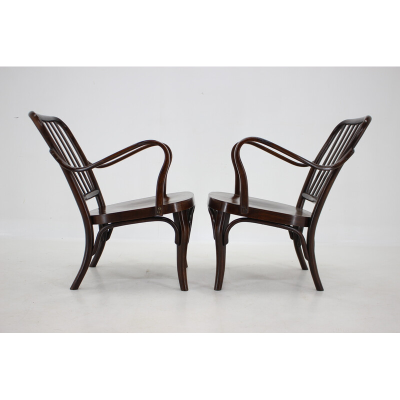 Paar vintage gebogen houten fauteuils nr. 752 van Josef Frank voor Thon, jaren 1950