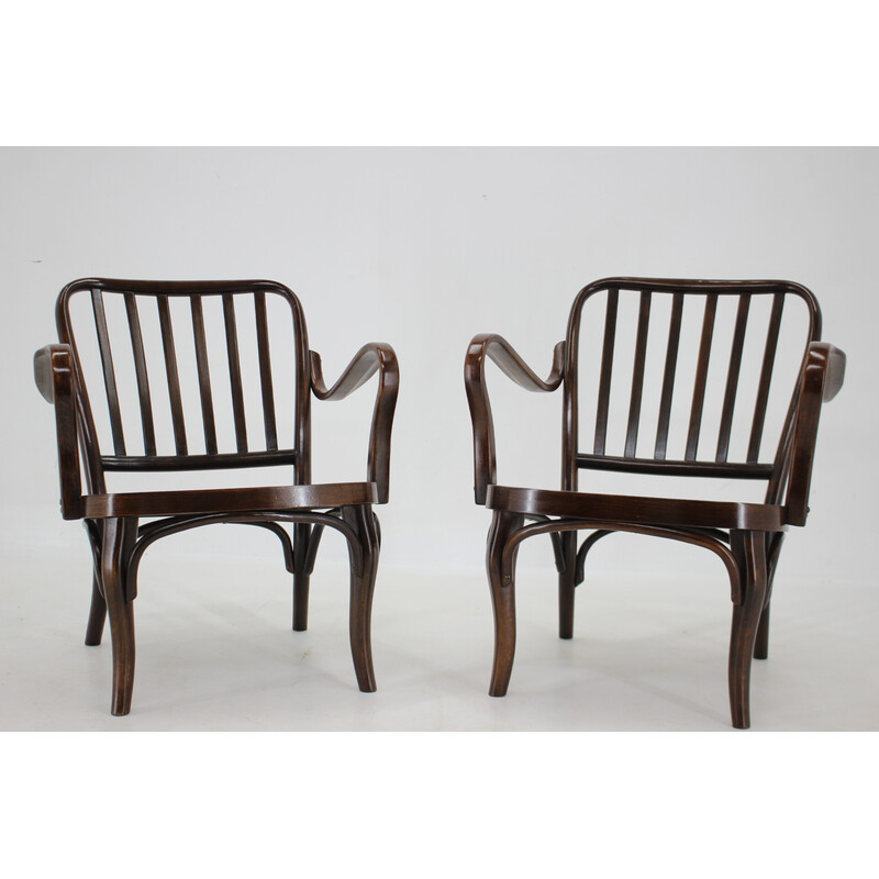 Paire de fauteuils vintage en bois courbé no. 752 de Josef Frank pour Thon, 1950