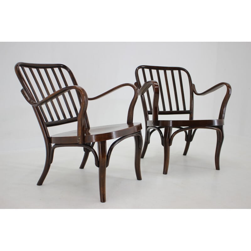 Pair of vintage bentwood armchairs no. 752 by Josef Frank for Thon, 1950s