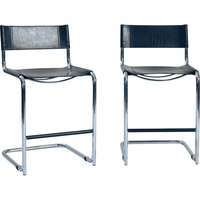 Pair of vintage Bauhaus bar stools by Fasem, Italy 1980s