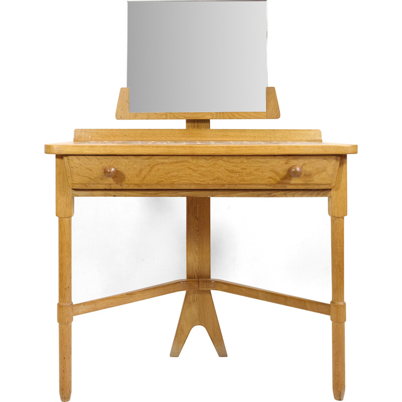 Vintage dressing table in light oakwood by Robert Guillerme and Jacques Chambron, 1960