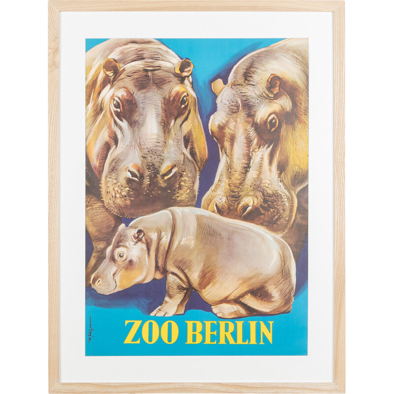Cartaz Vintage do Jardim Zoológico de Berlim, anos 50