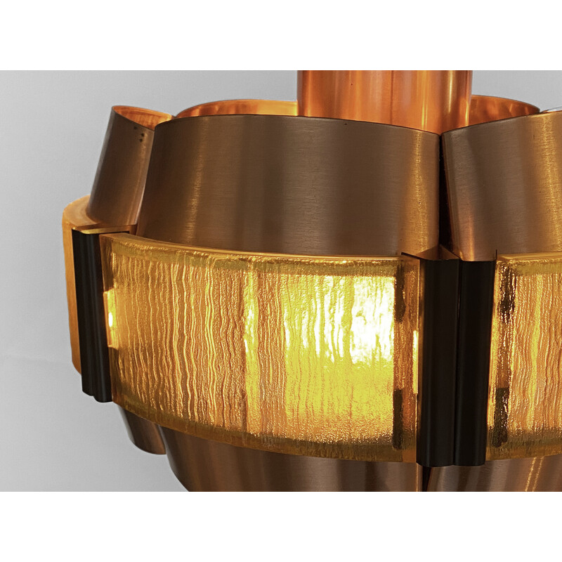 Vintage copper pendant lamp by Werner Schou for Coronell Elektro, Denmark 1960s