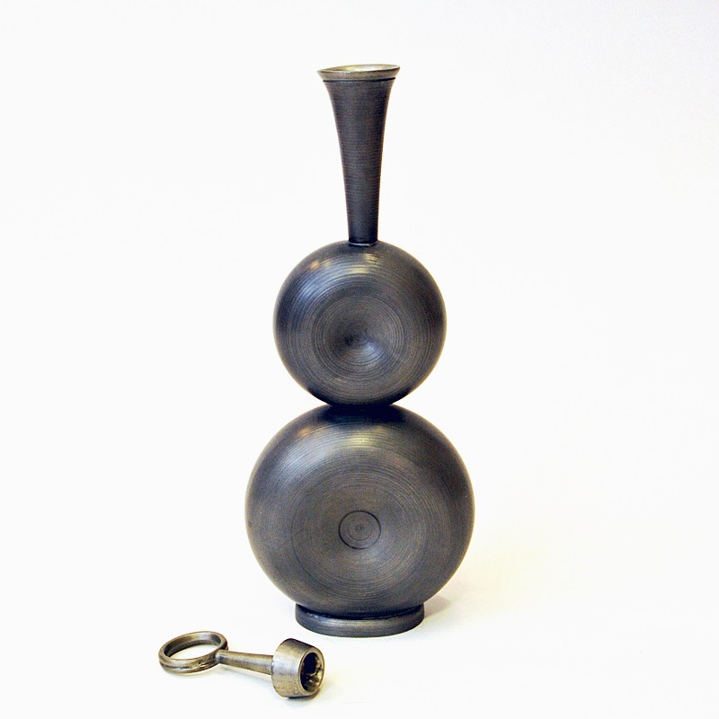 Vintage sculptural pewter vase by Gunnar Havstad, Norway 1950s