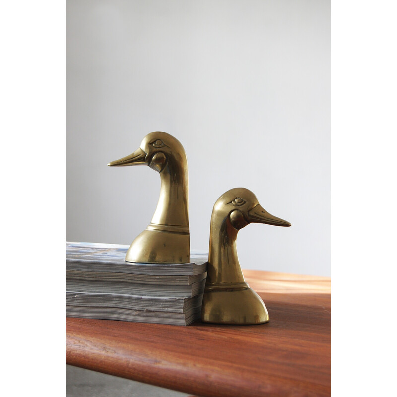 Pair of mid-century brass bookends, 1960s