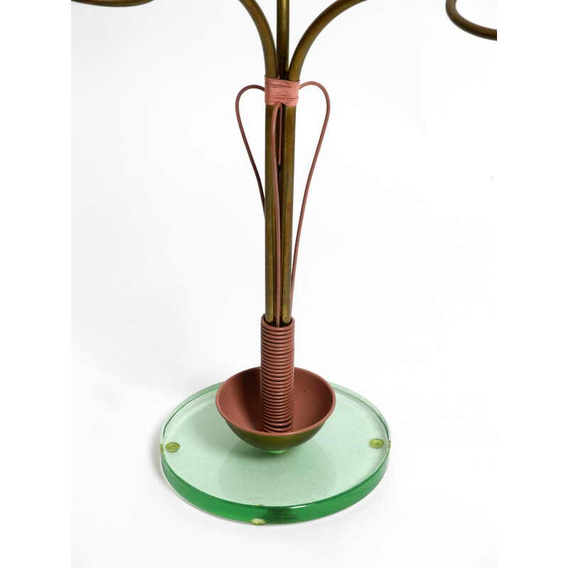 Mid century Italian umbrella stand in brass and glass base