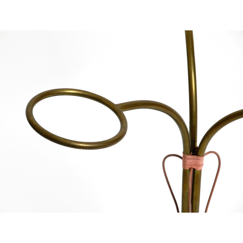 Mid century Italian umbrella stand in brass and glass base