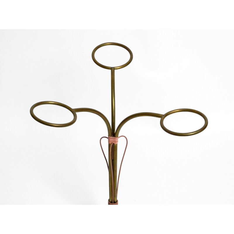 Mid century Italian umbrella stand in brass and glass base