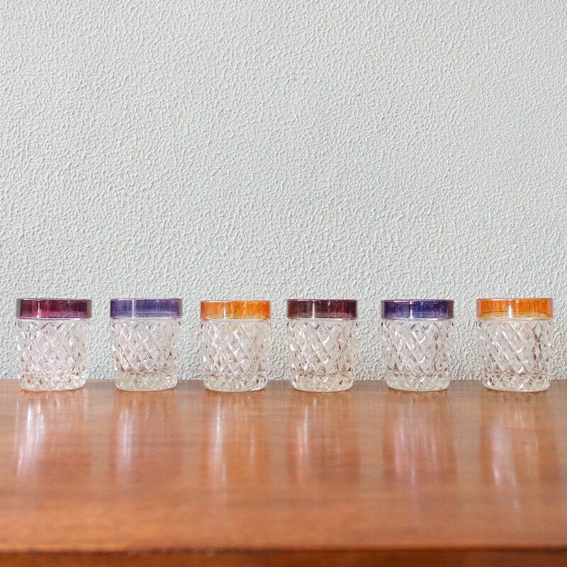 Set of 6 vintage English whiskey glasses, United Kingdom 1960s