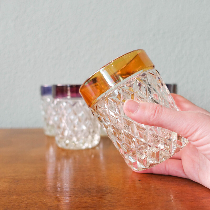 Set of 6 vintage English whiskey glasses, United Kingdom 1960s