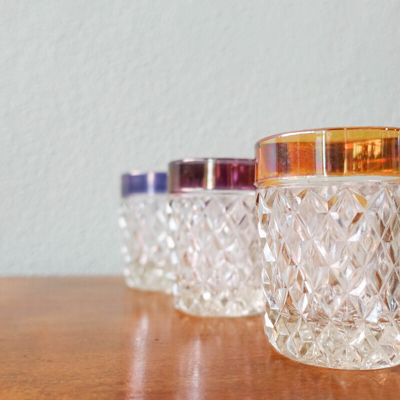 Set of 6 vintage English whiskey glasses, United Kingdom 1960s