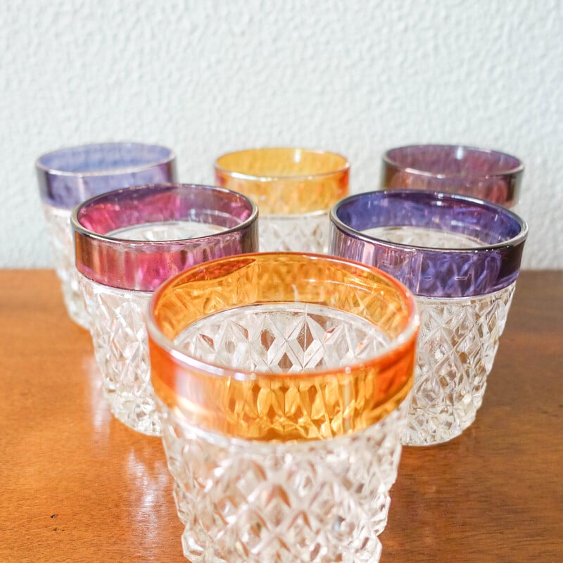 Set of 6 vintage English whiskey glasses, United Kingdom 1960s