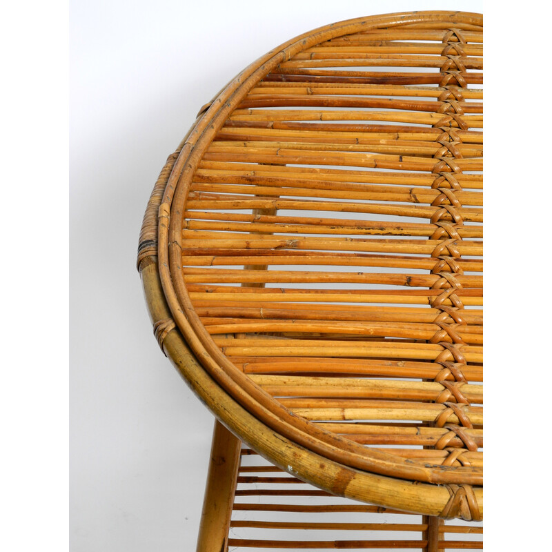 Tavolino ovale italiano vintage in legno di bambù