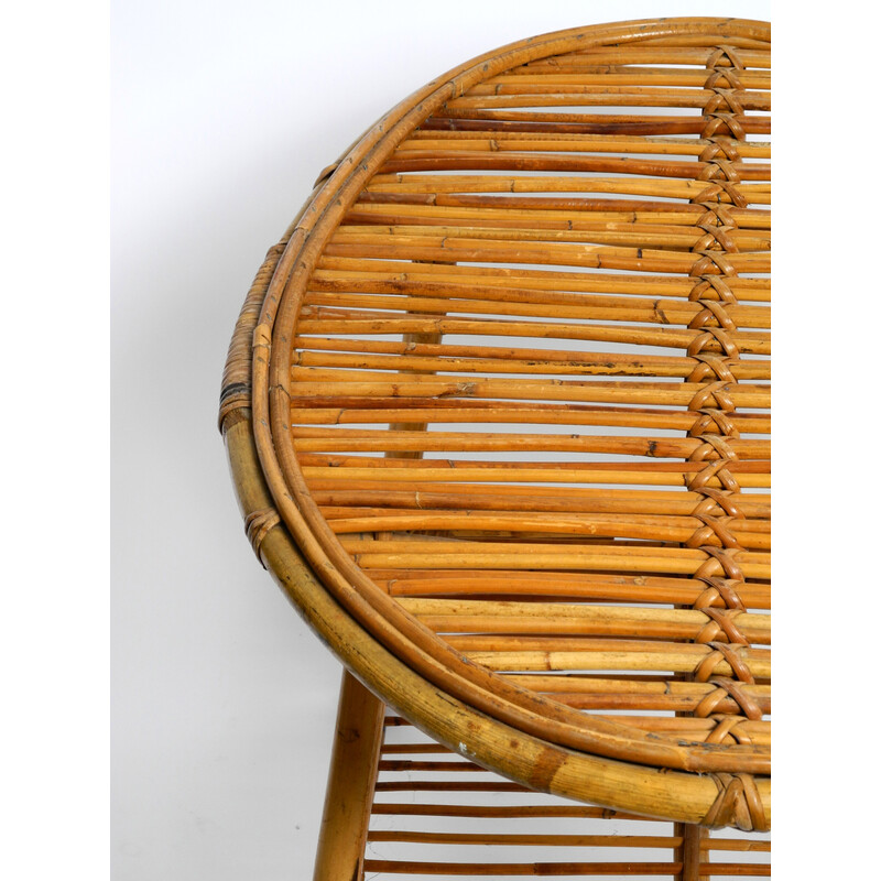 Vintage oval Italian side table in bamboo wood