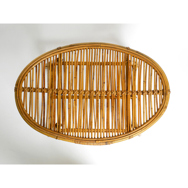 Vintage ovale Italiaanse bijzettafel in bamboehout