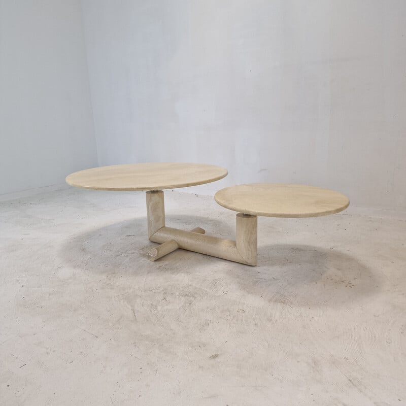 Italian vintage travertine coffee table, 1980s