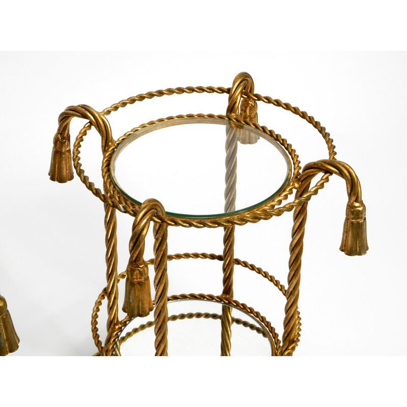 Pair of mid century Italian gilt iron side tables by Li Puma Firenze