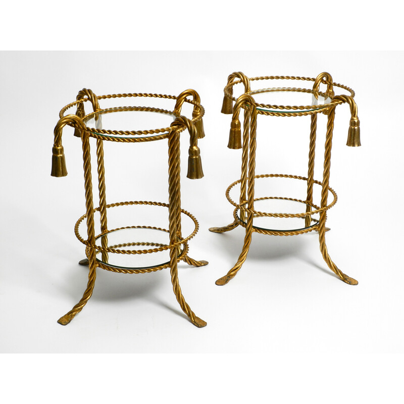 Coppia di tavolini in ferro dorato della metà del secolo scorso di Li Puma Firenze
