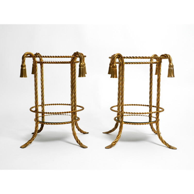 Pair of mid century Italian gilt iron side tables by Li Puma Firenze