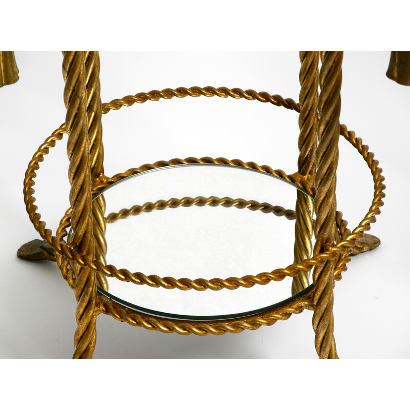 Paire de tables d'appoint italiennes vintage en fer doré par Li Puma Firenze