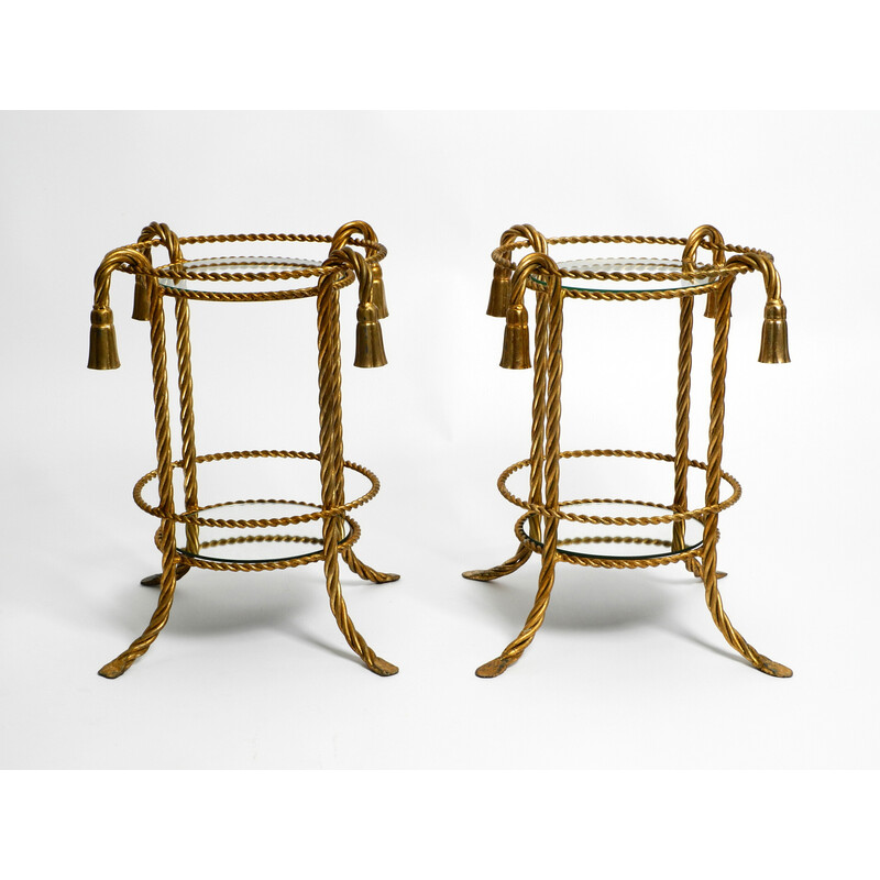 Coppia di tavolini in ferro dorato della metà del secolo scorso di Li Puma Firenze