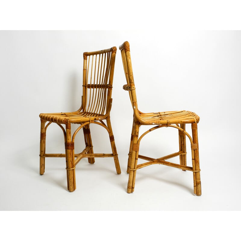 Pair of vintage Italian bamboo chairs, 1960s