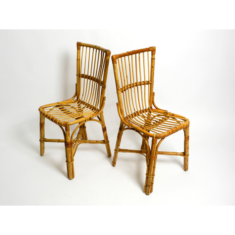 Pair of vintage Italian bamboo chairs, 1960s