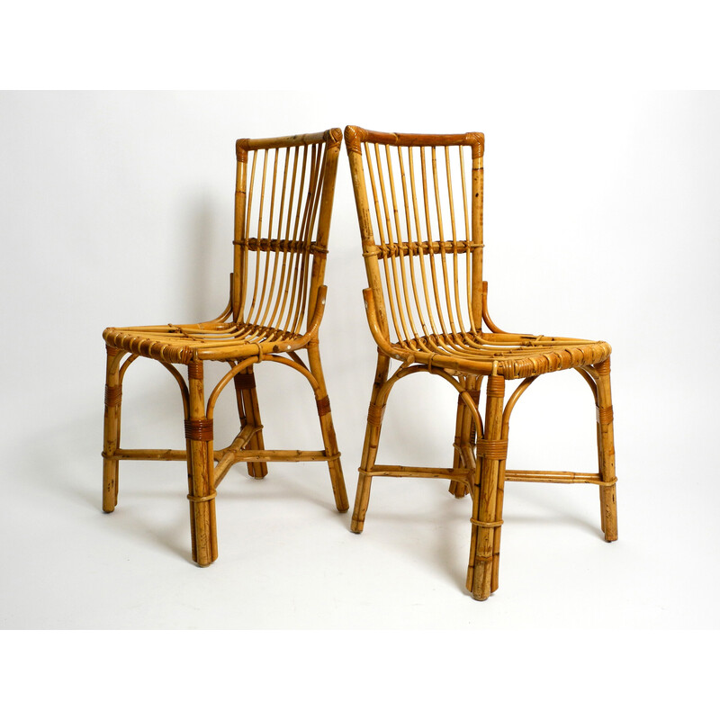 Par de cadeiras de bambu italianas vintage, década de 1960
