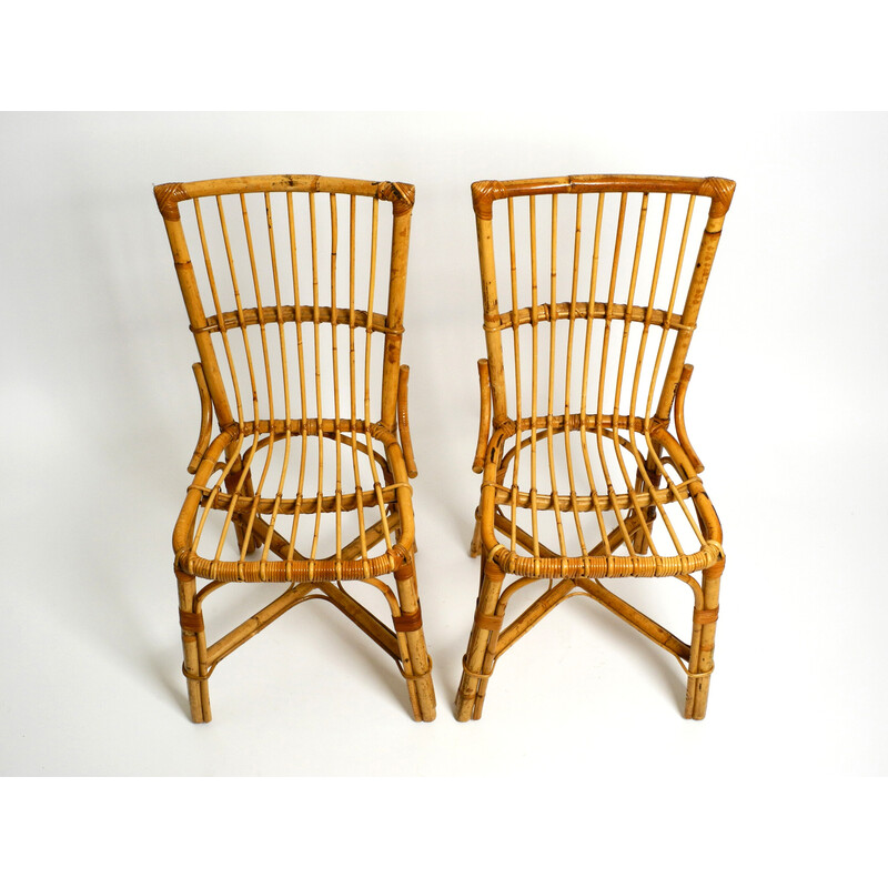 Pair of vintage Italian bamboo chairs, 1960s