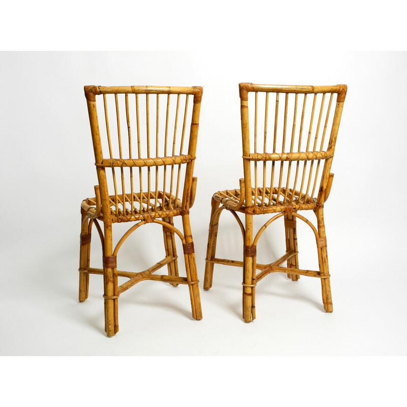 Par de cadeiras de bambu italianas vintage, década de 1960