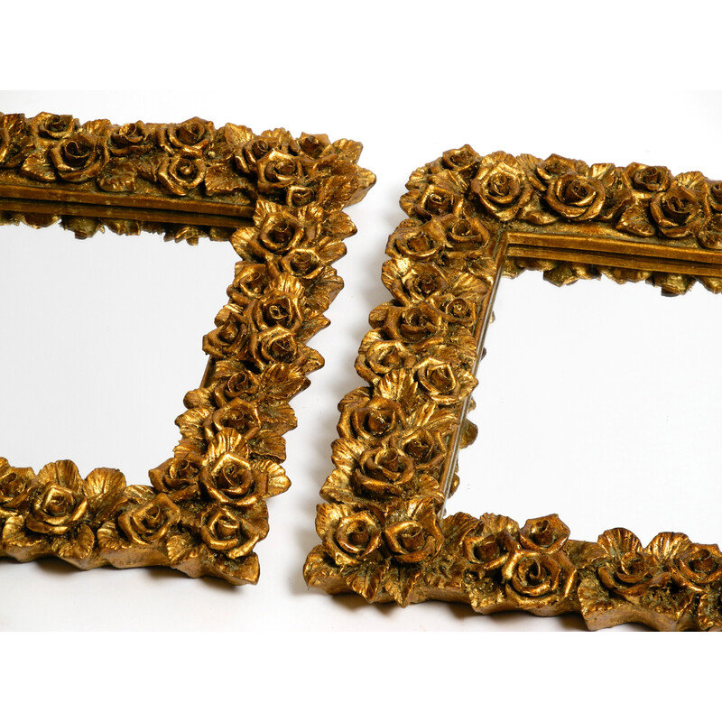 Ensemble de 3 miroirs muraux vintage avec cadres dorés, Italie