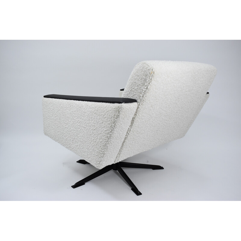 Vintage Duitse fauteuil in wit Bouclé, 1960