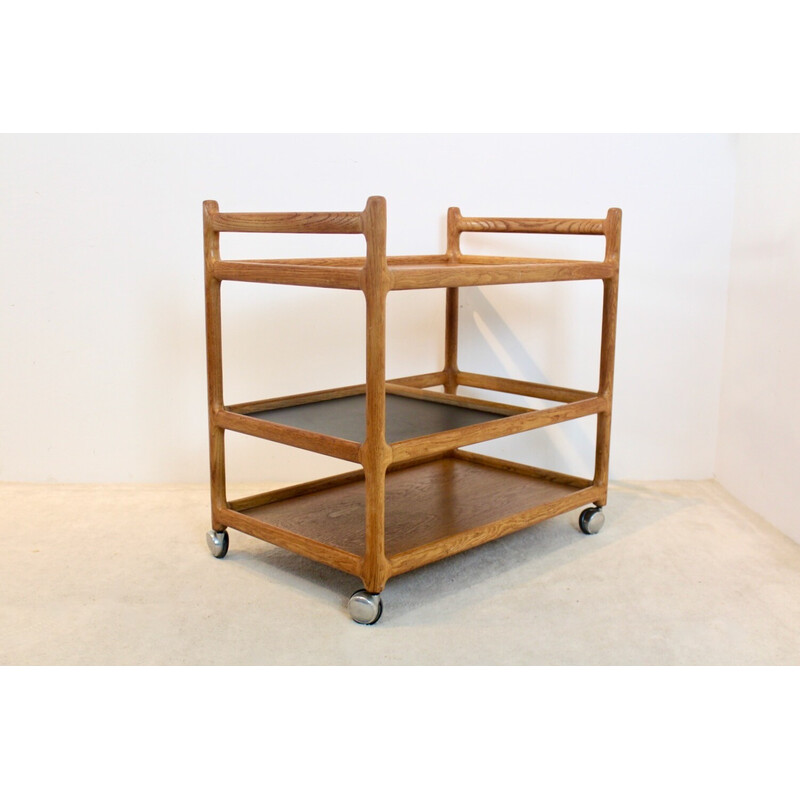 Vintage oakwood bar trolley by Johannes Andersen for Cfc Silkeborg, Denmark