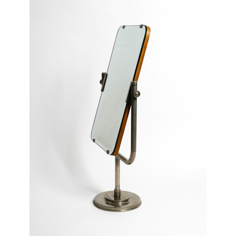 Vintage movable table mirror with nickel-plated metal frame, 1930s