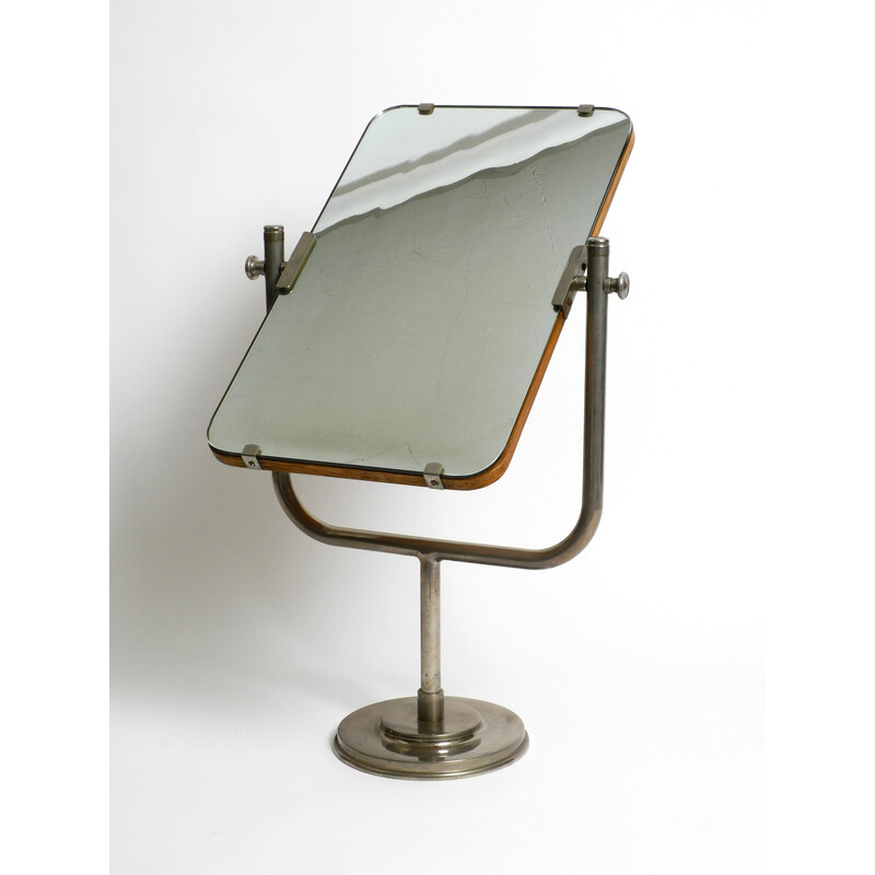 Vintage movable table mirror with nickel-plated metal frame, 1930s