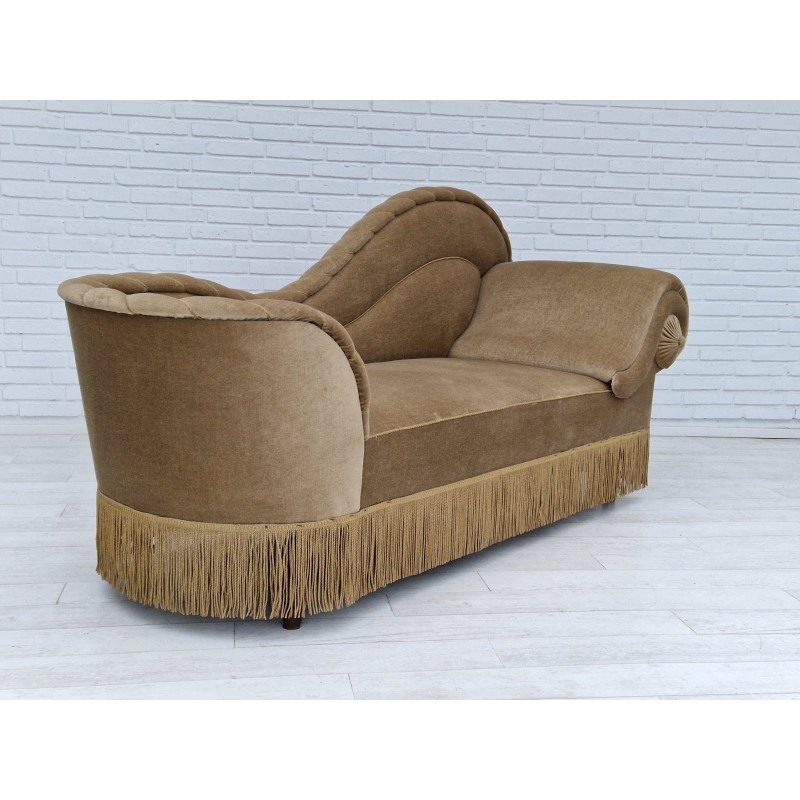 Vintage Danish green velour daybed, 1960s