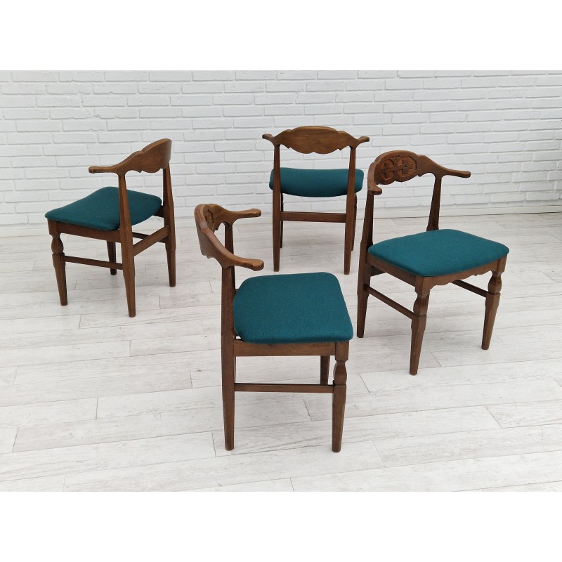 Danish vintage oak wood dining set by Henning Kjærnulf, 1960s