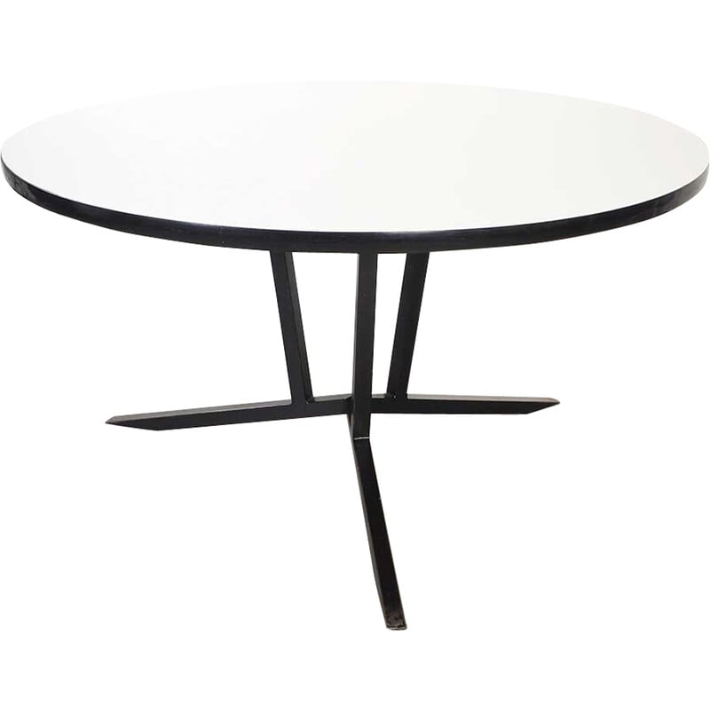 Mesa redonda Vintage branca com três pernas metálicas por Hein Salomonson para Ap Originals