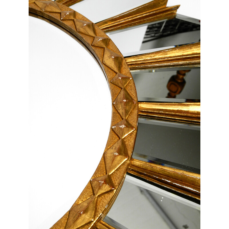 Vintage gilded Italian sunburst wall mirror, 1980s