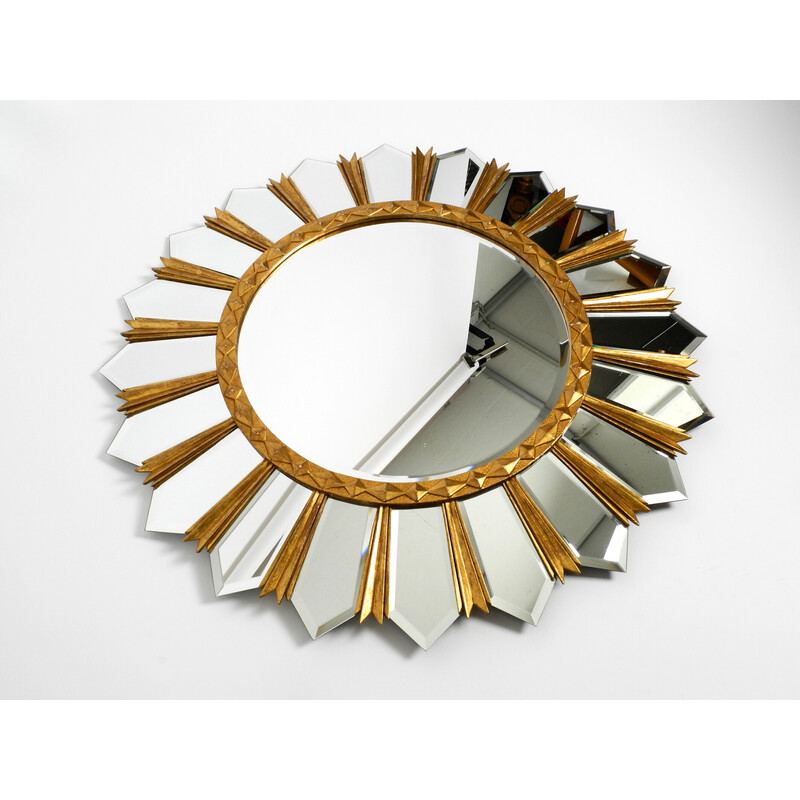 Vintage gilded Italian sunburst wall mirror, 1980s