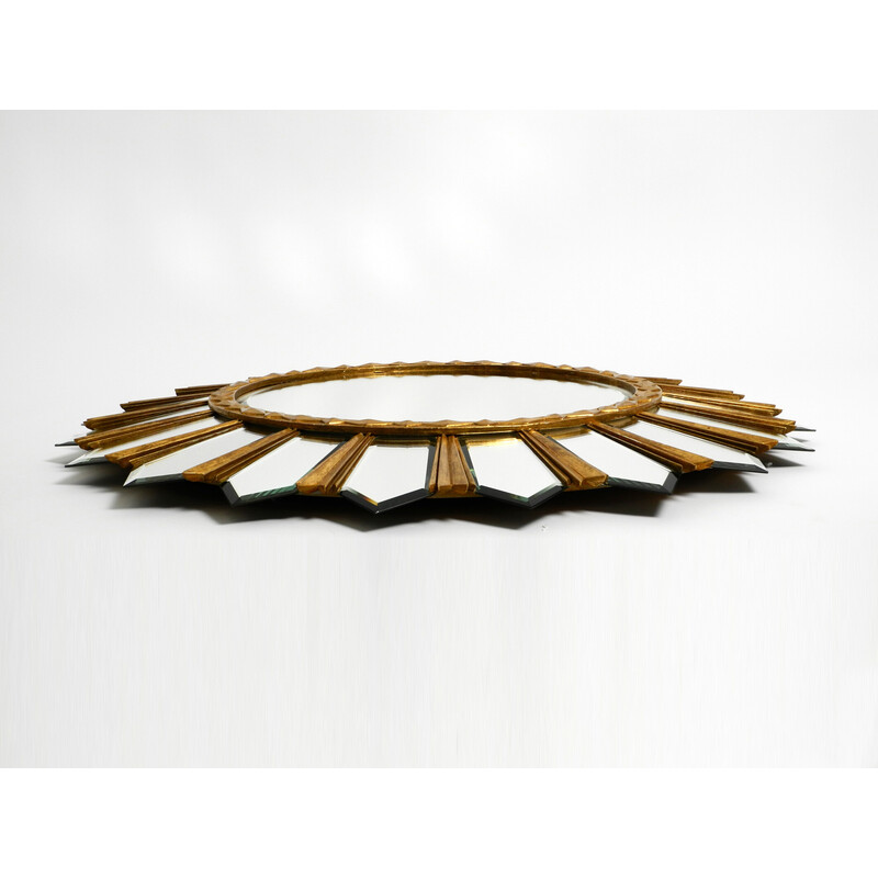 Vintage gilded Italian sunburst wall mirror, 1980s