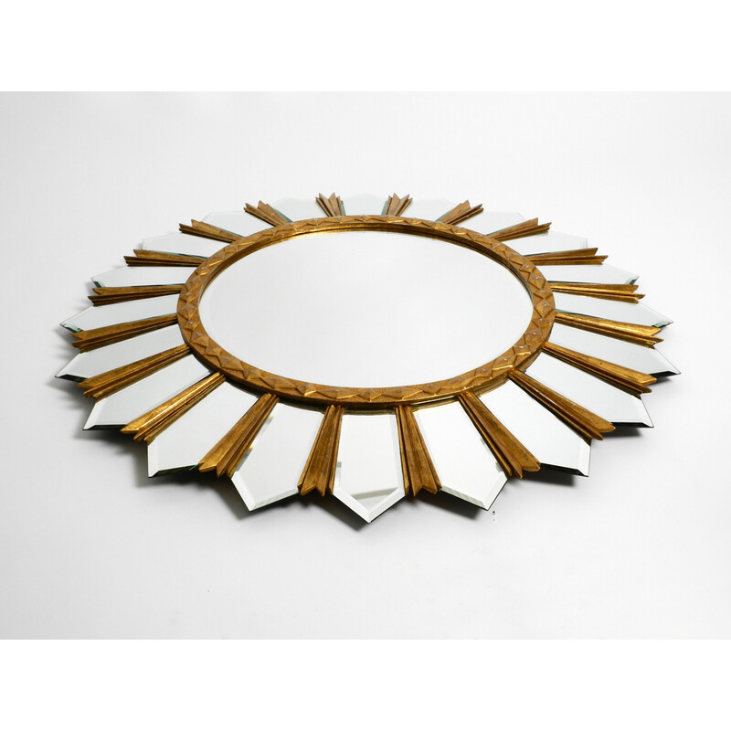 Vintage gilded Italian sunburst wall mirror, 1980s