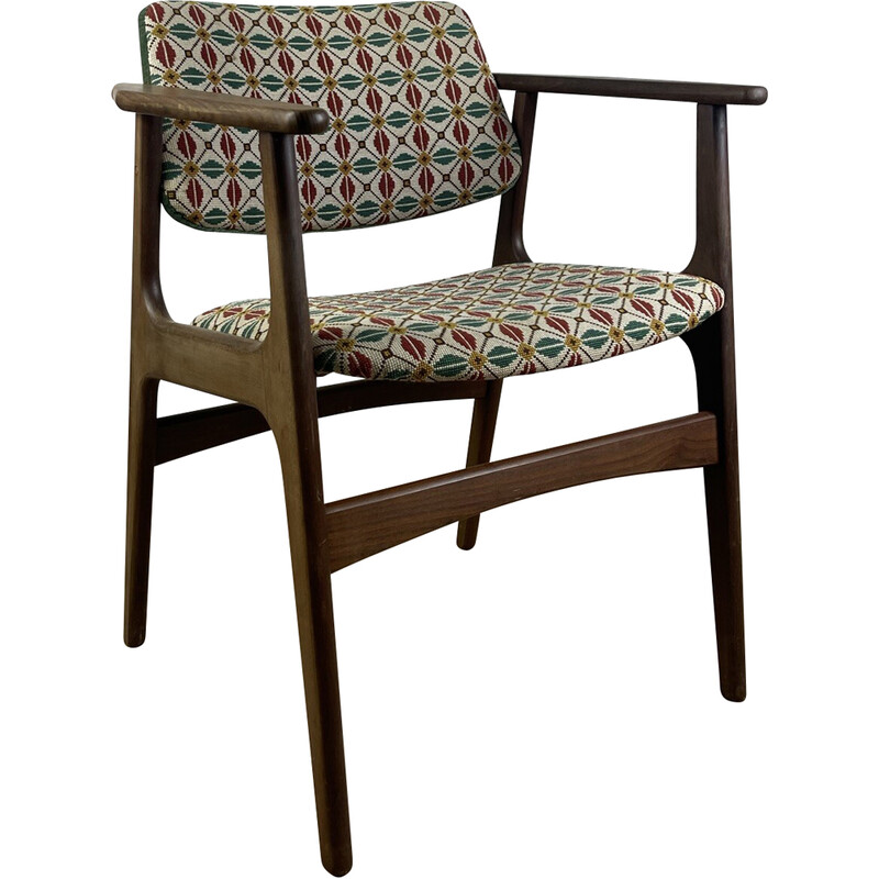Vintage teak and fabric armchair by Arne Vodder