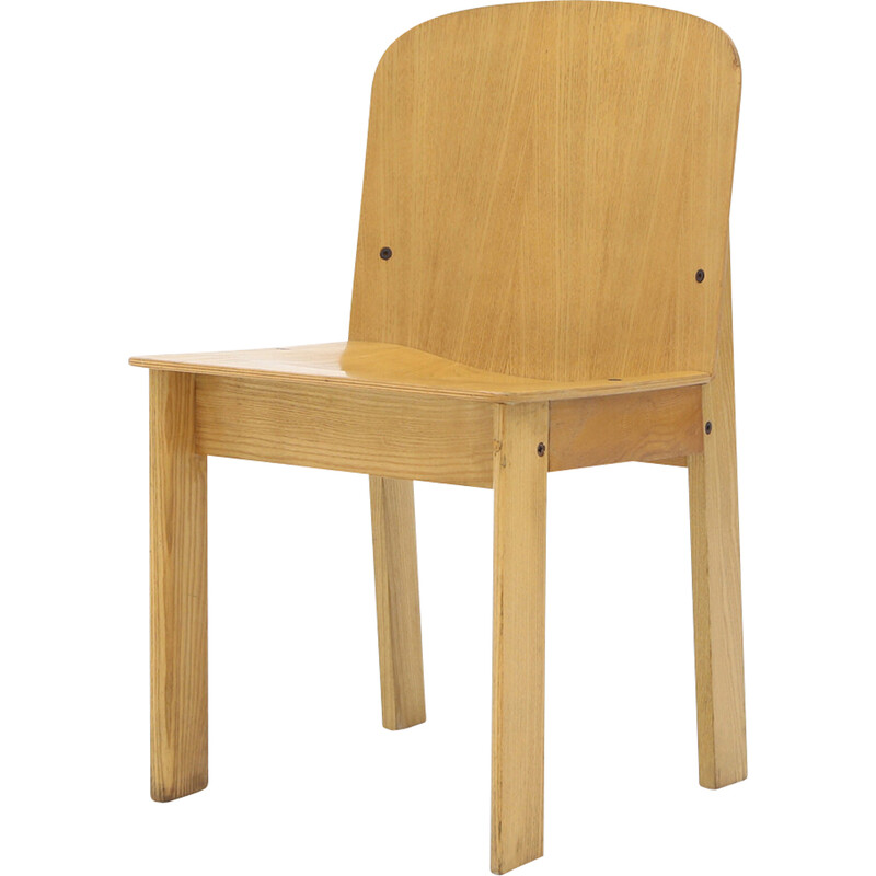 Vintage houten stoel van Luca Meda voor Longoni, 1970