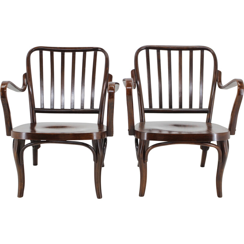 Pair of vintage bentwood armchairs no. 752 by Josef Frank for Thon, 1950s