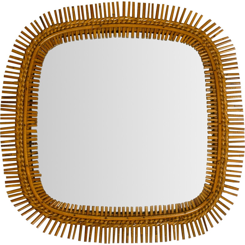 Vintage Italian bamboo wall mirror, 1960s