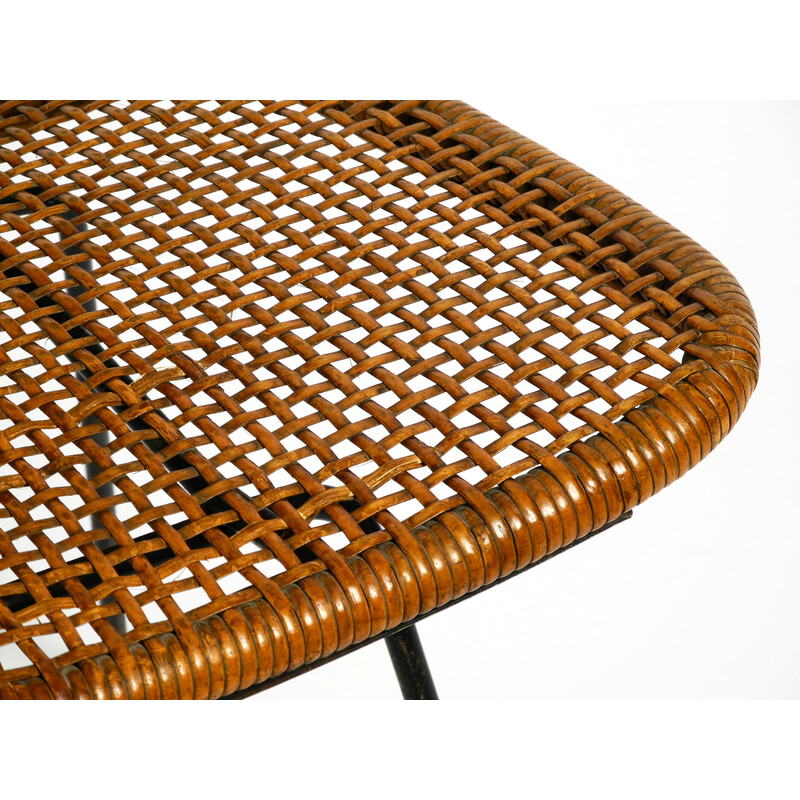 Paar vintage italiaanse eetkamerstoelen van bamboe en raffia, 1960